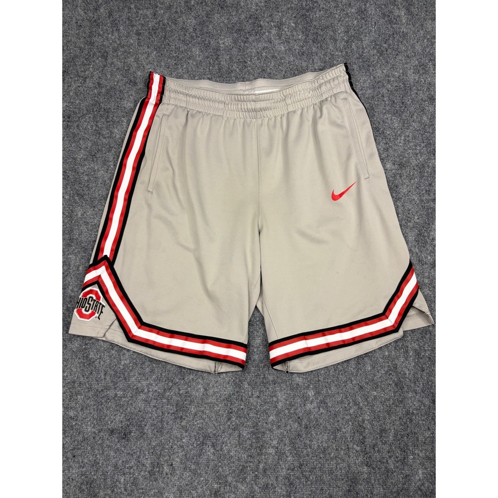 Nike Dri-FIT Ohio State Buckeyes Basketball Shorts Mens XL Grey Red Striped